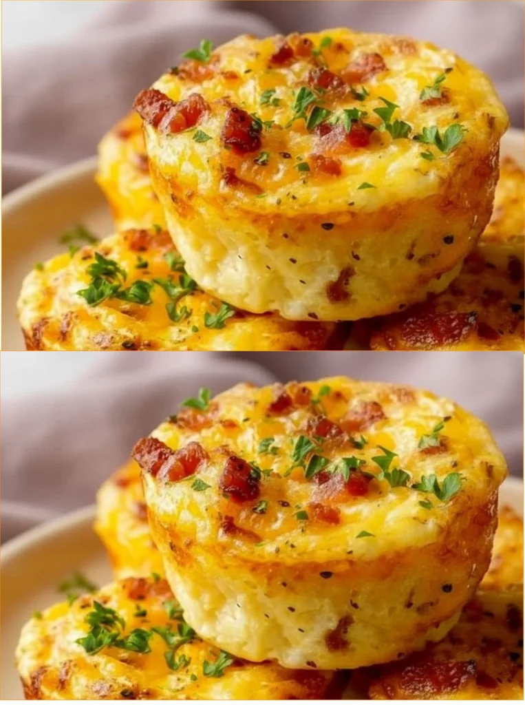 Cheesy muffin tin cottage cheese egg bites served on a plate
