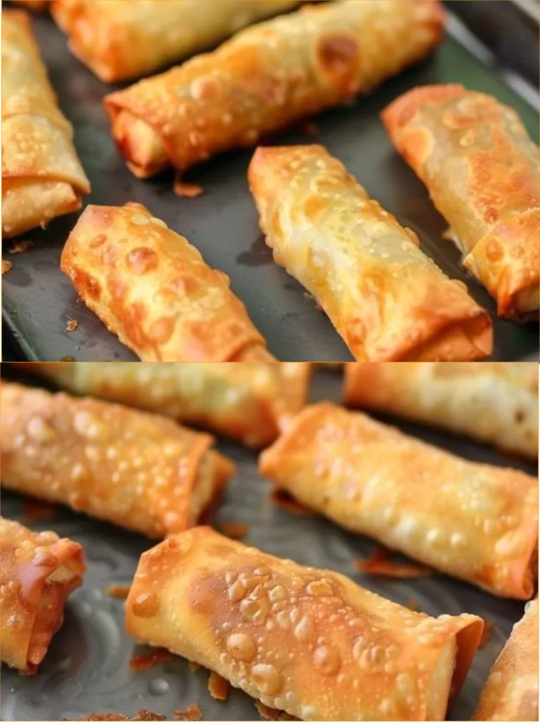 Crispy oven baked egg rolls served on a plate with dipping sauce.