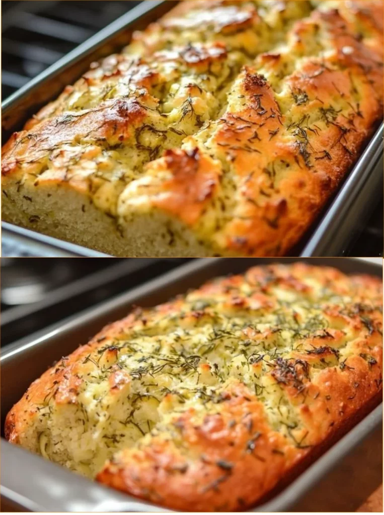 Freshly baked dill pickle bread with herbs and spices