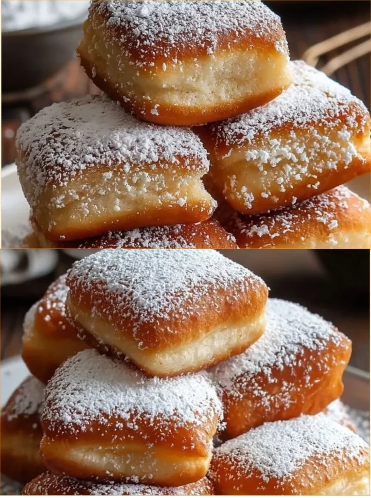 Easiest vanilla French beignets dusted with powdered sugar