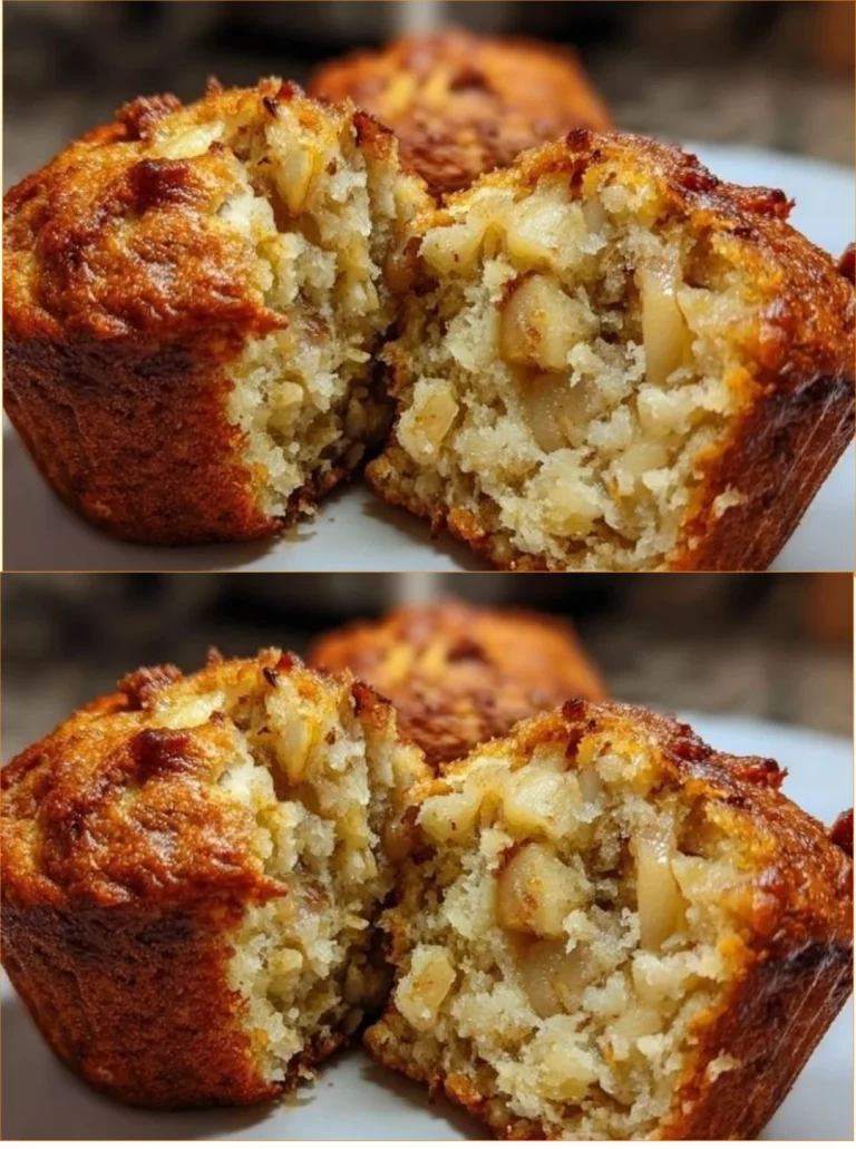 Freshly baked Greek Yogurt Apple Muffins with a golden brown crust.