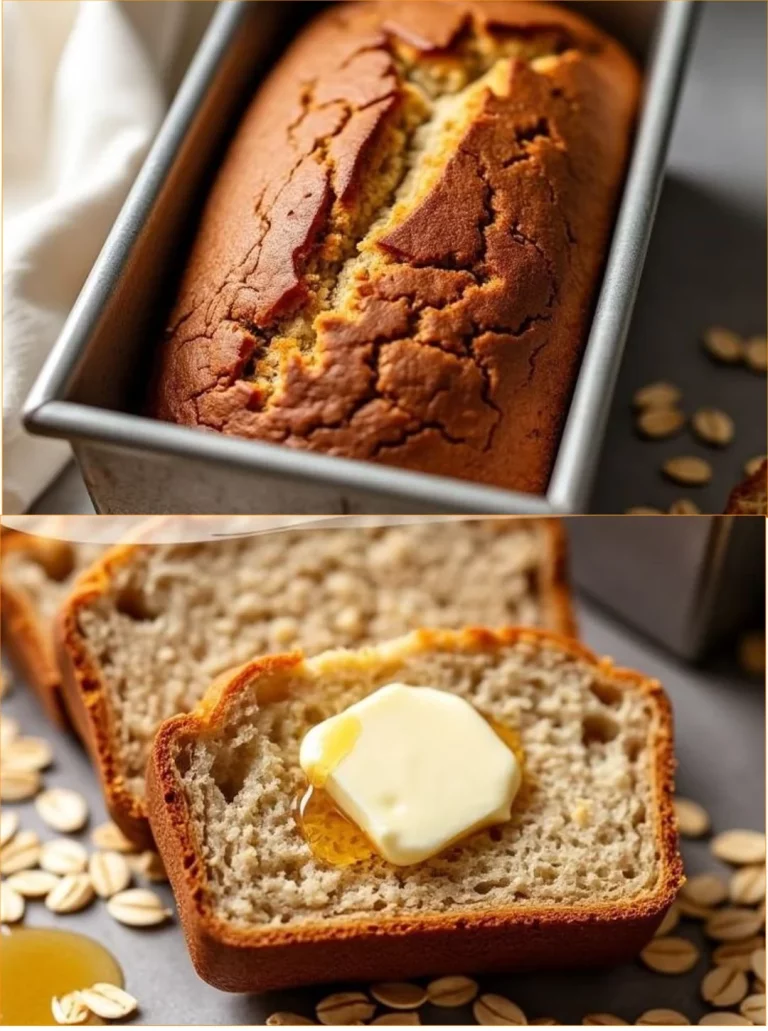 Loaf of honey cinnamon oatmeal bread fresh out of the oven