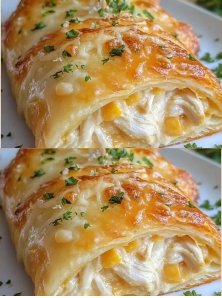 Melt-in-Your-Mouth Cheesy Chicken Crescent Roll on a plate