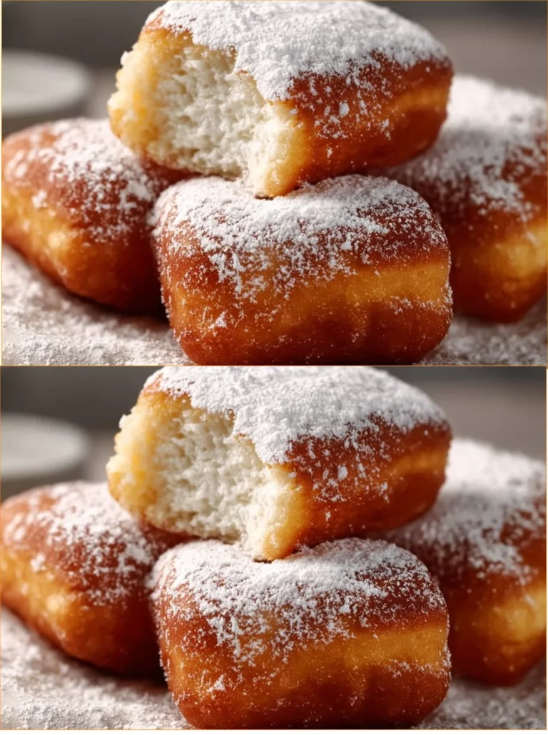 Delicious Vanilla French Beignets dusted with powdered sugar