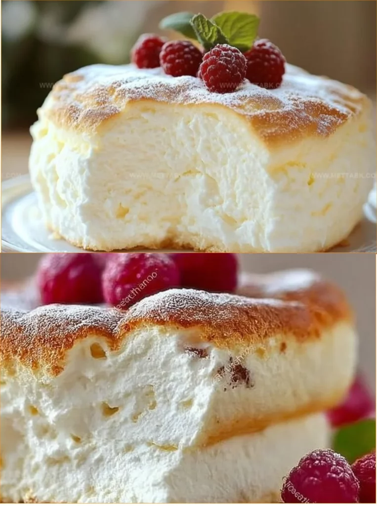 Delicious yogurt cloud cake served as a light dessert