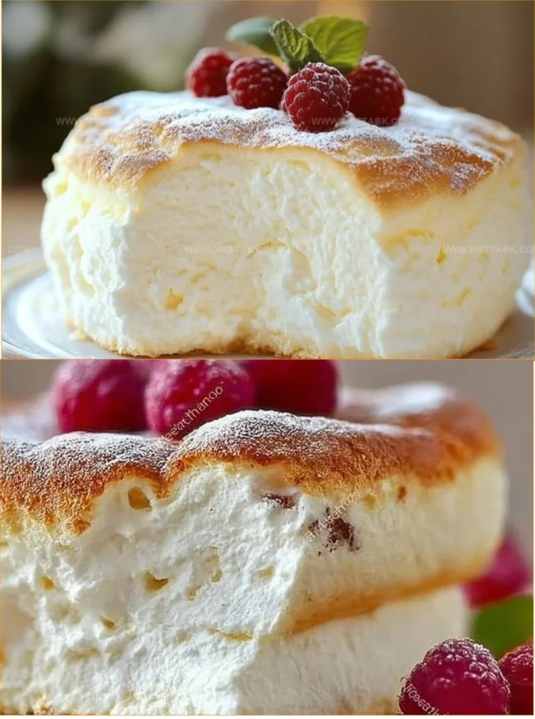 Delicious yogurt cloud cake served as a light dessert