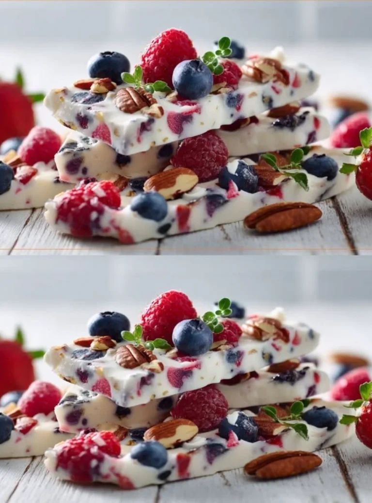 Creamy strawberry yogurt dessert topped with fresh strawberries and mint leaves.