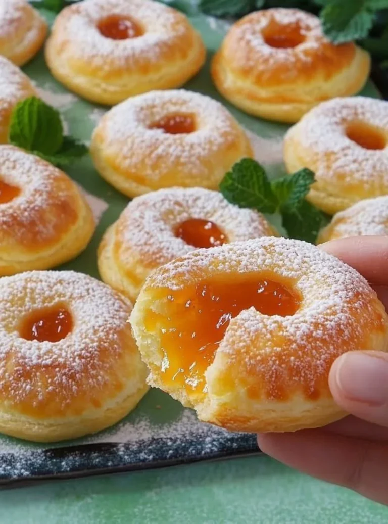 Fresh doughnuts filled with vibrant jam filling, ready to delight your taste buds.