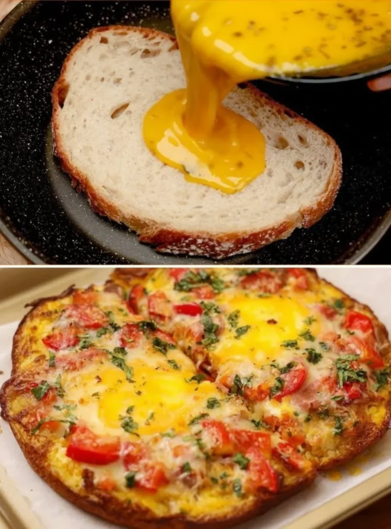 Plate of eggs over bread topped with herbs, showcasing a tasty breakfast dish.