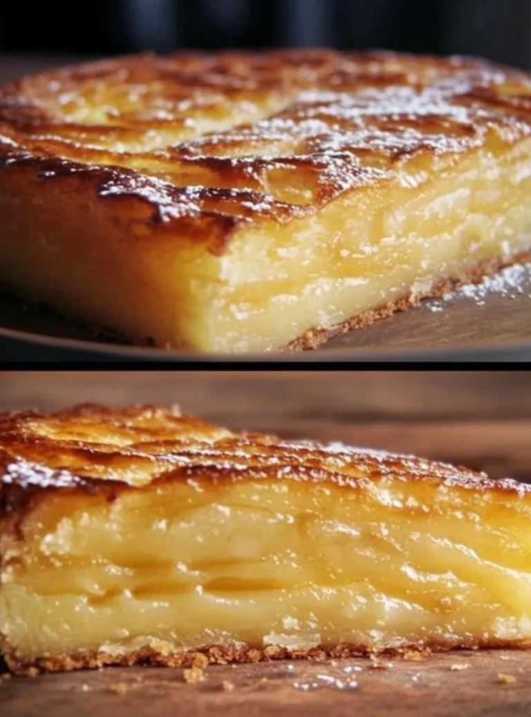 Delicious invisible apple pie dessert topped with a sprinkle of cinnamon.