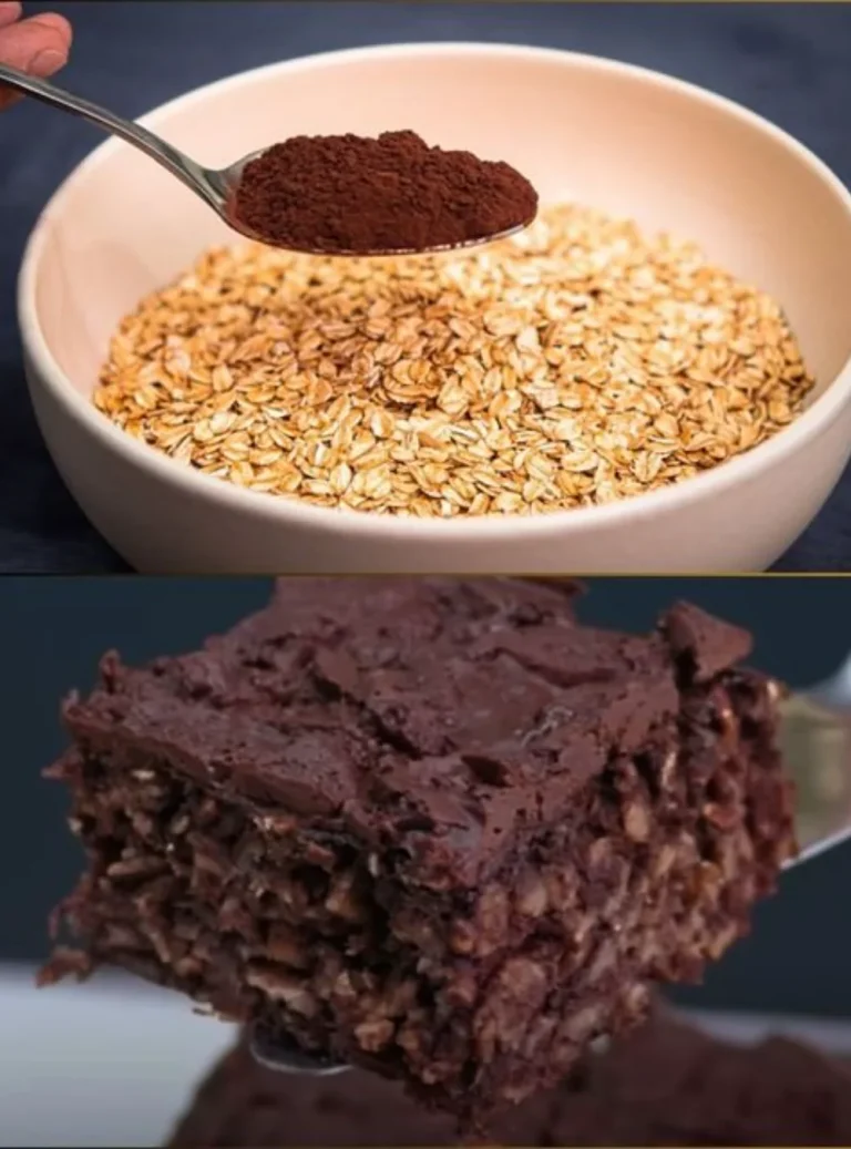 Delicious oat flourless cake topped with banana slices and chocolate drizzle